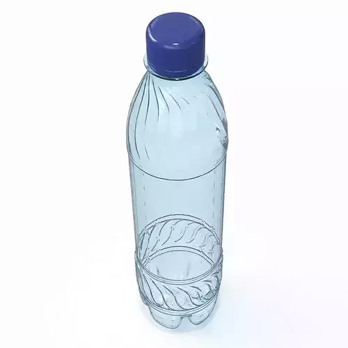 Reusable Plastic Drink Bottle with Cap Blue 3D model 7