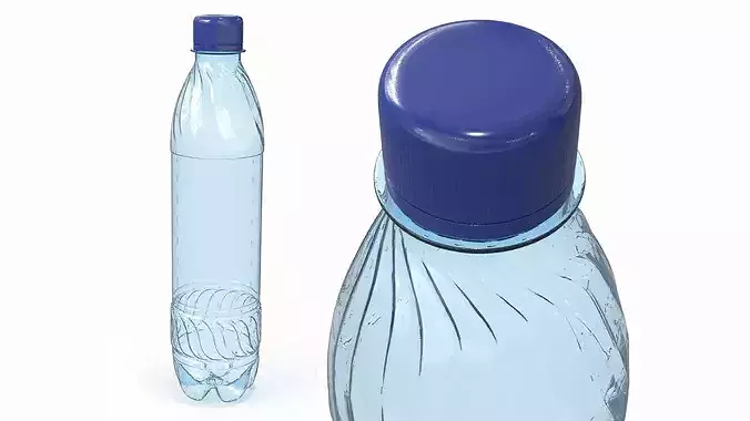 Reusable Plastic Drink Bottle with Cap Blue 3D model