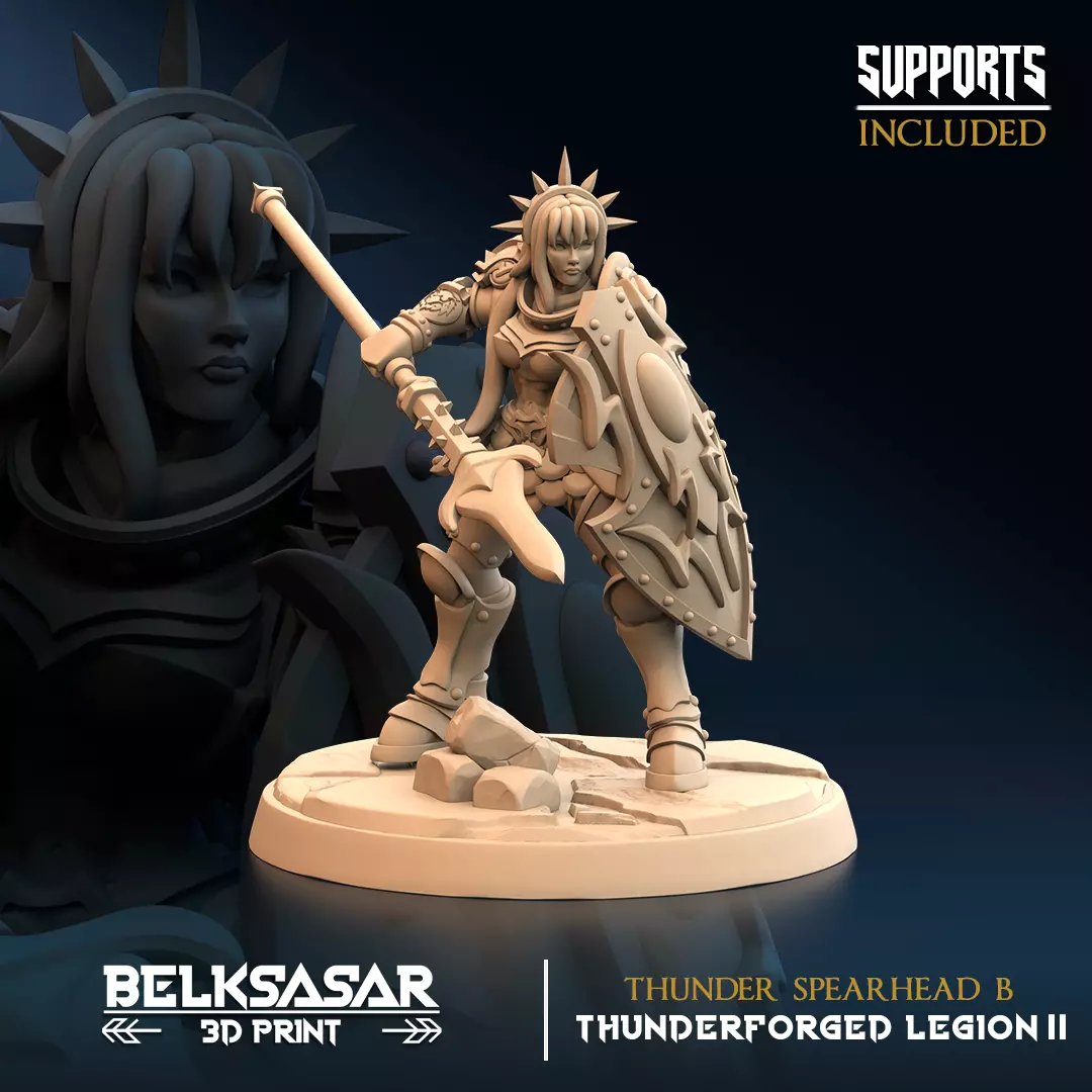 Spear and Shield Storm Knight - Thunder Spearhead B 3D print model