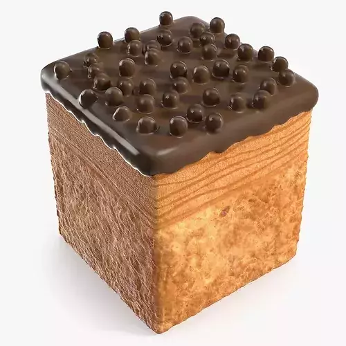 Square Croissant Bakery with Chocolate Glaze 3D model 7