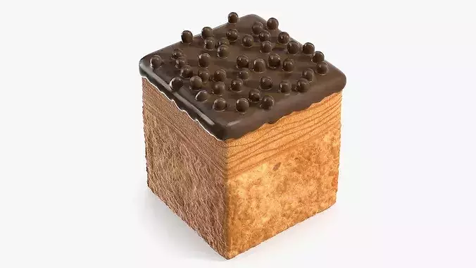 Square Croissant Bakery with Chocolate Glaze 3D model