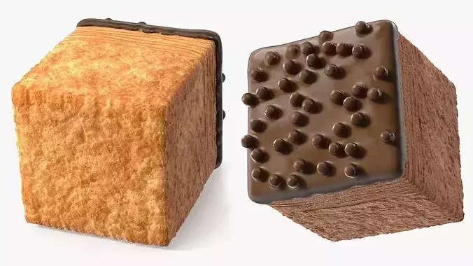 Square Croissant Bakery with Chocolate Glaze 3D model 5