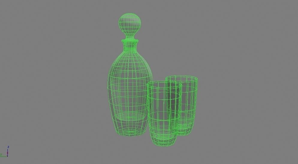 Decanter and glasses 3D model_3