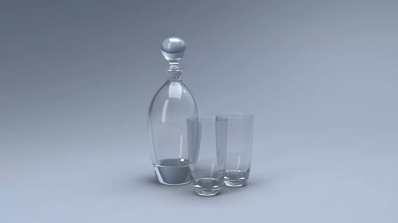 Decanter and glasses 3D model_0