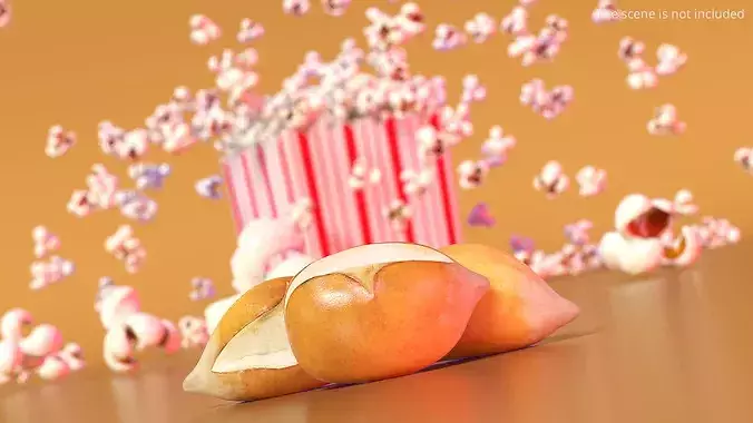 Popped Corn Kernel Food Single 3D model 3