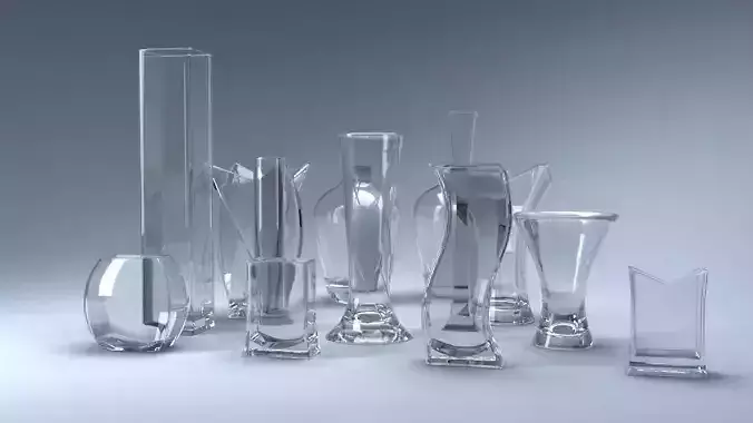A set of 13 vases