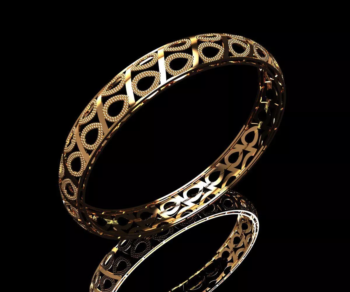 1551 Teardrop Cutout Gold Bangle 15gm-61MM 3D print model