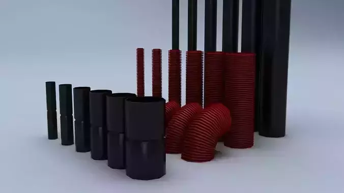 Set of mounting plastic tubes