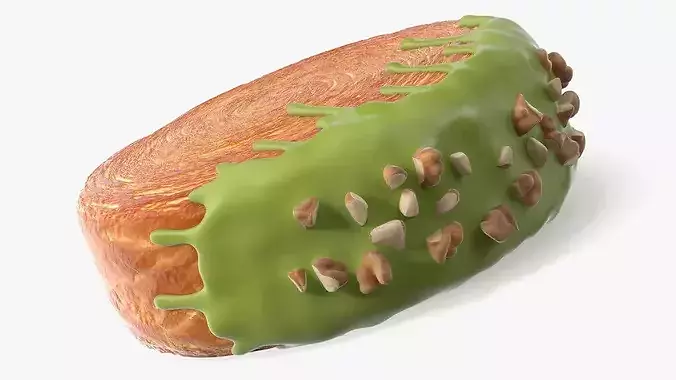 Round Croissant Pastry with Three Glazed Toppings 3D model 7