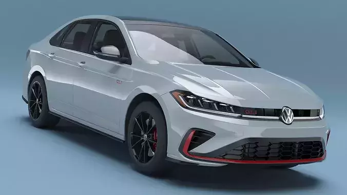 2025 Volkswagen Four Door Sedan Jetta GLI Light Gray Simplified 3D model