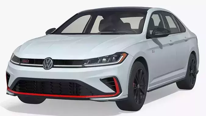 2025 Volkswagen Four Door Sedan Jetta GLI Light Gray Simplified 3D model 4