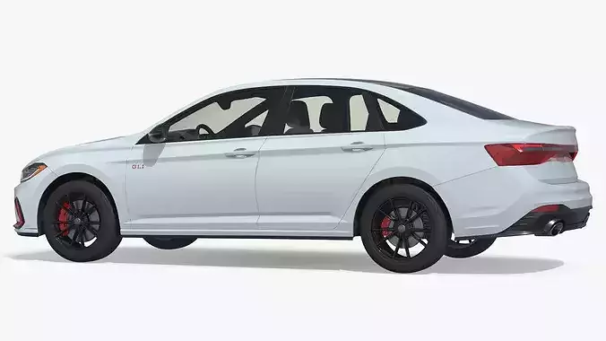 2025 Volkswagen Four Door Sedan Jetta GLI Light Gray Simplified 3D model 7