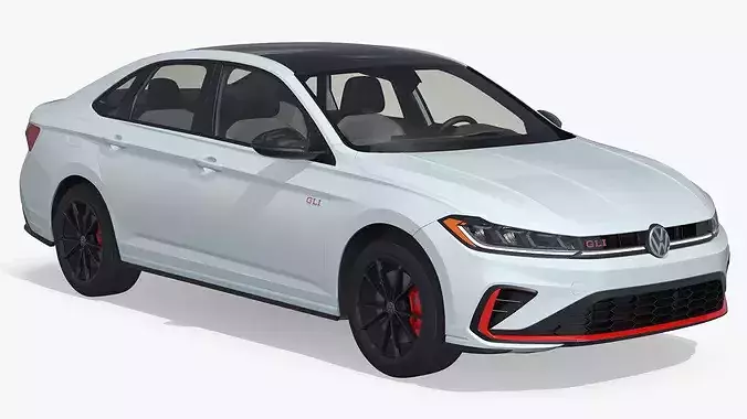 2025 Volkswagen Four Door Sedan Jetta GLI Light Gray Simplified 3D model 5