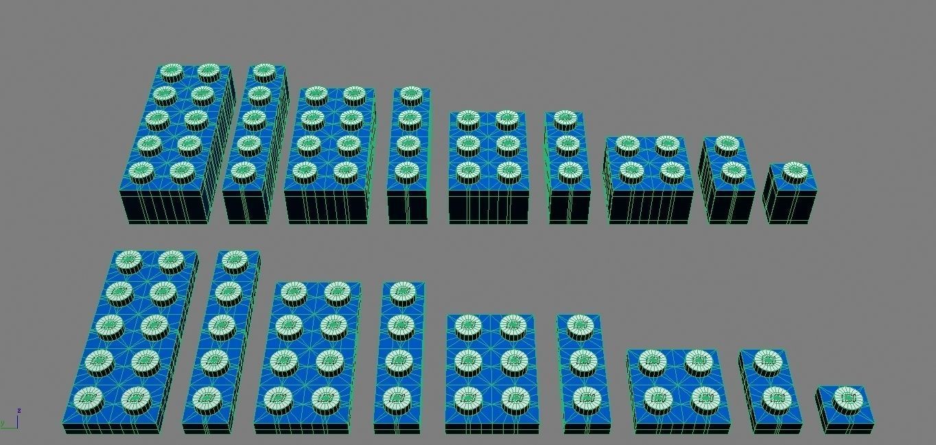 Set of LEGO blocks Low-poly 3D model_3