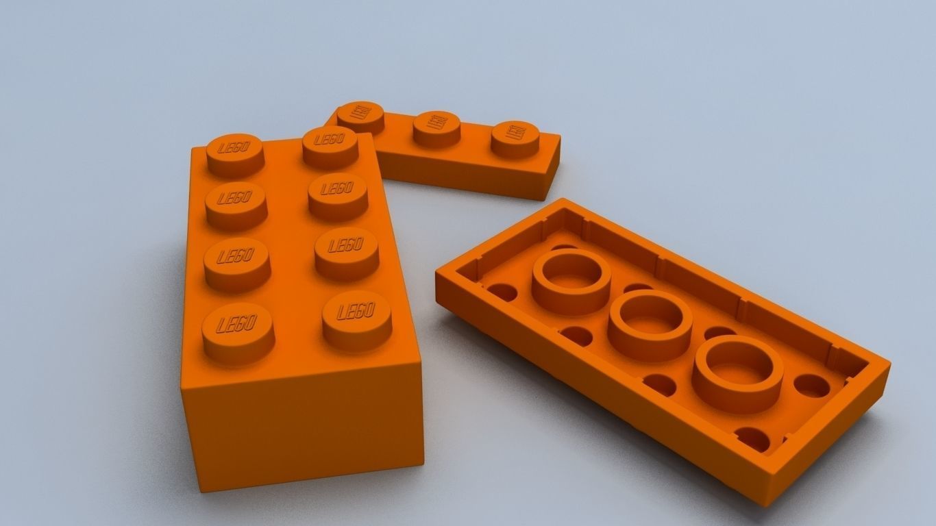 Set of LEGO blocks Low-poly 3D model_4
