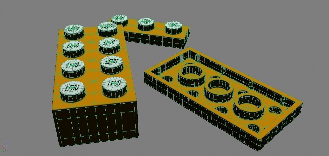 Set of LEGO blocks Low-poly 3D model_5