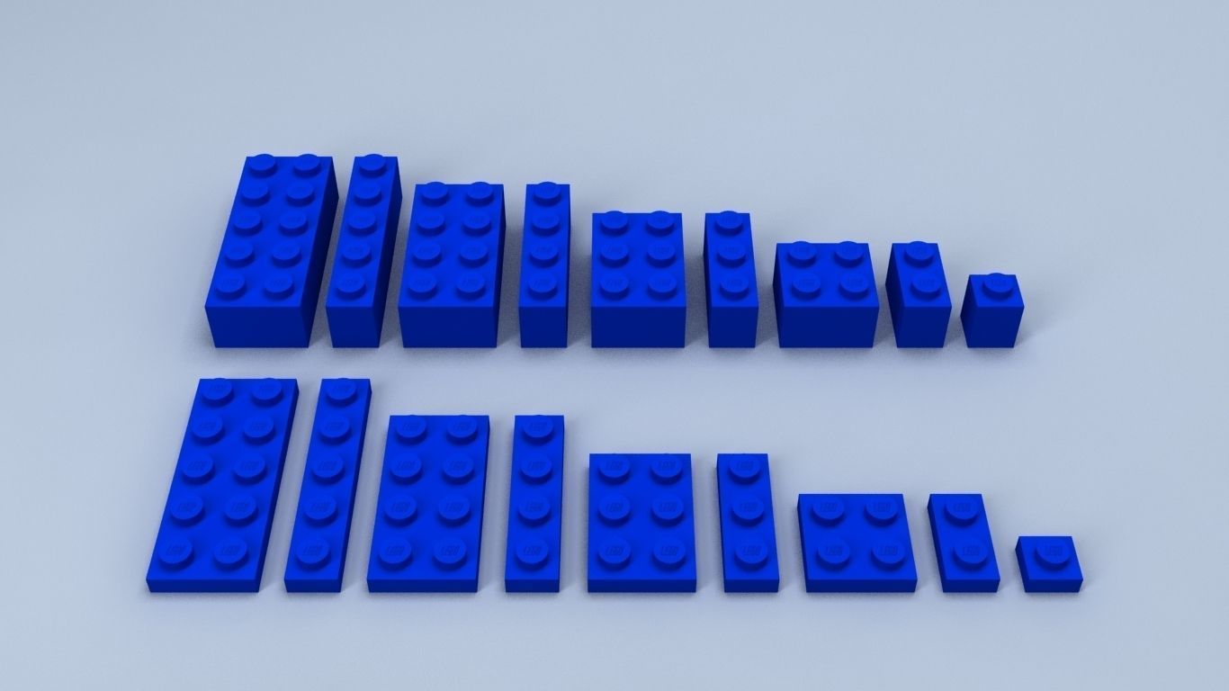 Set of LEGO blocks Low-poly 3D model_2