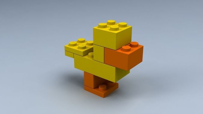 Set of LEGO blocks Low-poly 3D model