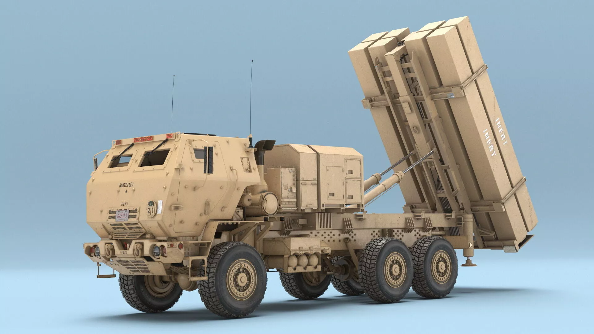 Tactical Air Defense Launcher Military Vehicle Sand Rigged 3D model