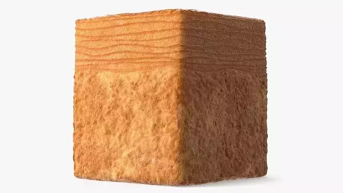 Layered Cube Croissant Dessert with Cream Center 3D model 5