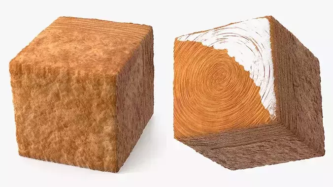 Layered Cube Croissant Dessert with Cream Center 3D model 6