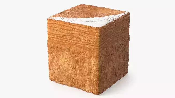 Layered Cube Croissant Dessert with Cream Center 3D model 4