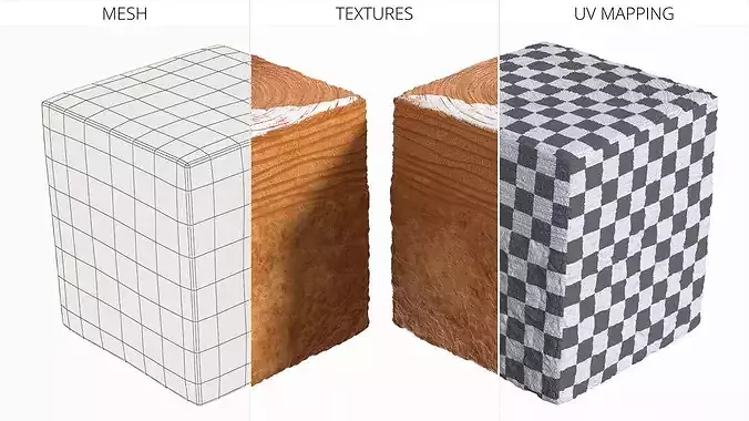 Layered Cube Croissant Dessert with Cream Center 3D model 7