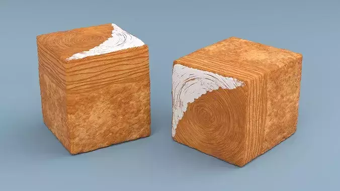 Layered Cube Croissant Dessert with Cream Center 3D model 3