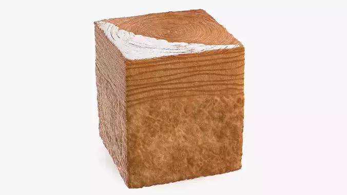 Layered Cube Croissant Dessert with Cream Center 3D model