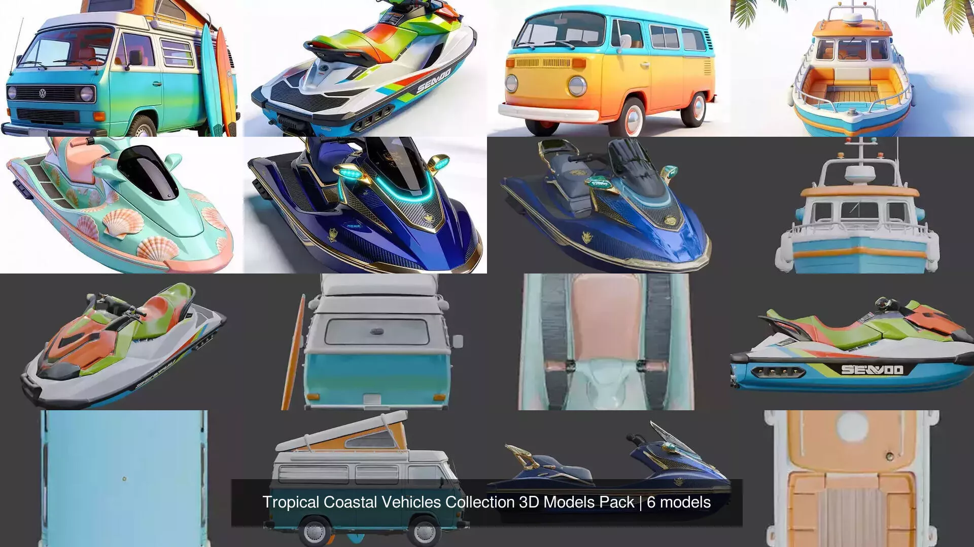 Tropical Coastal Vehicles Collection 3D Models Pack