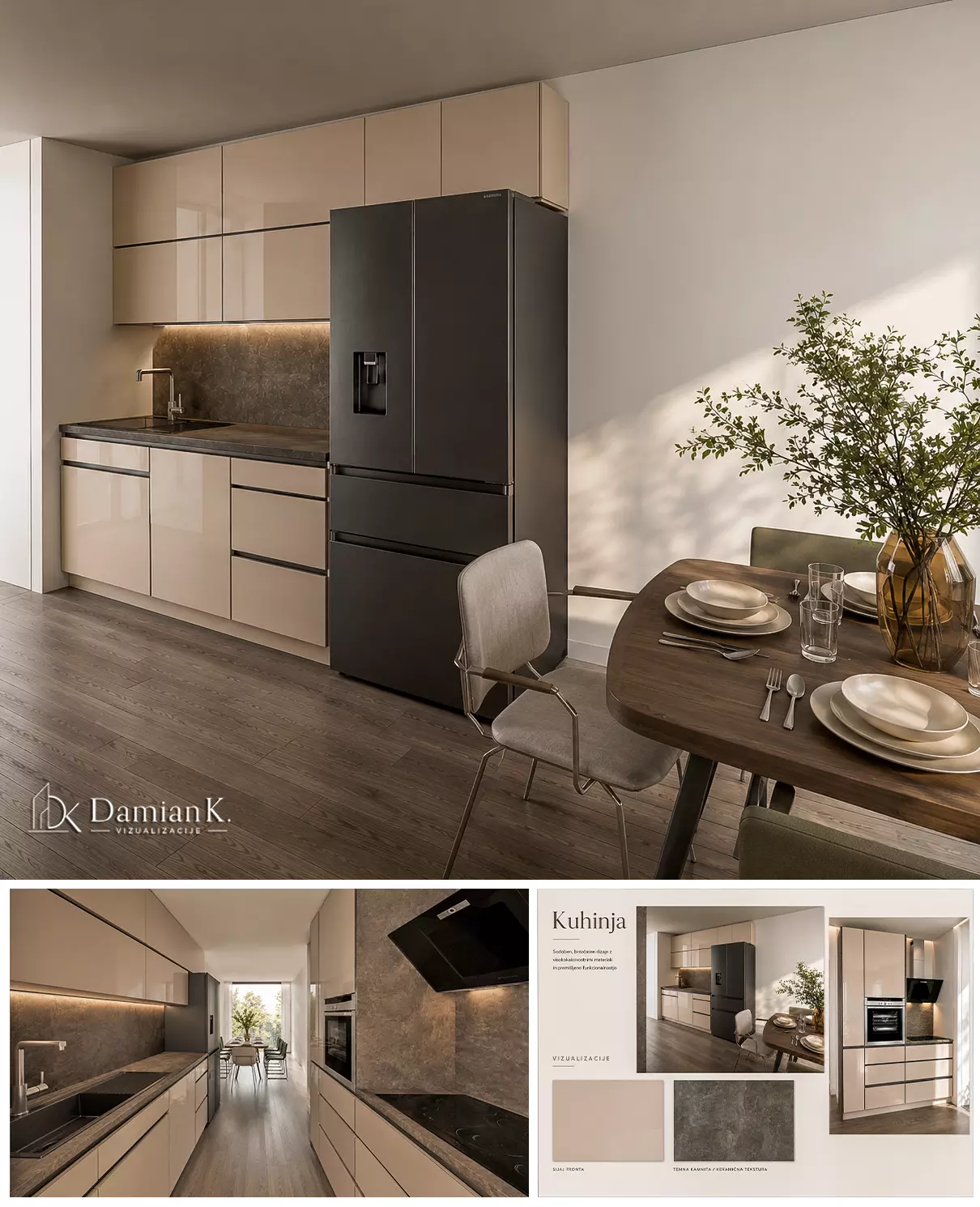 Modern Kitchen 3D Model SketchUp Enscape Ready AI-Friendly Low-poly 3D model