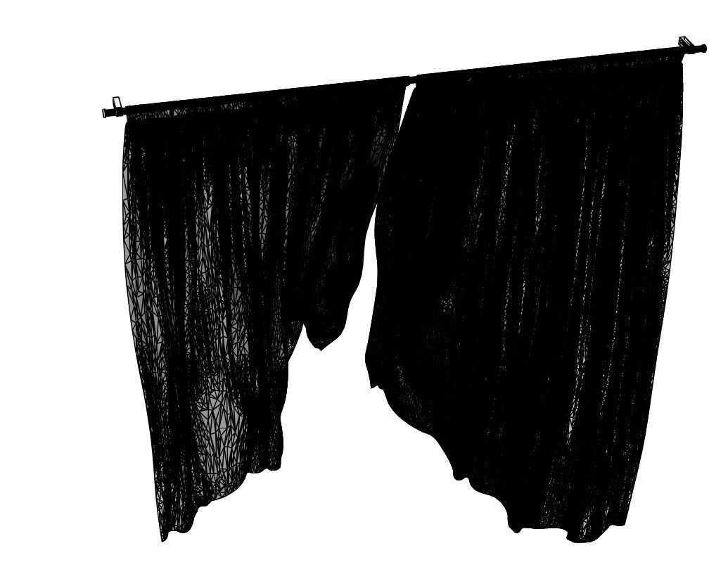 White see through window curtains 3D model_5