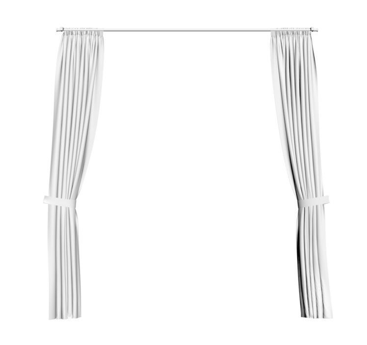 White see through window curtains 3D model_1