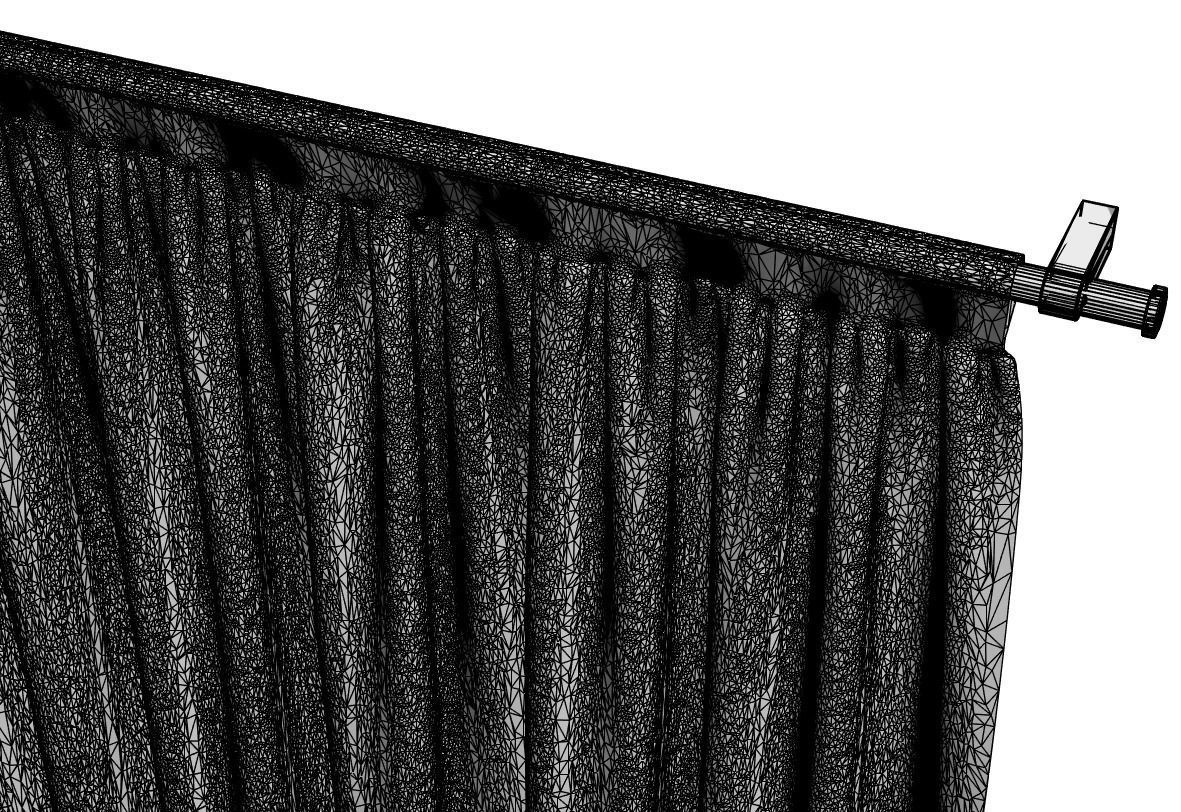 White see through window curtains 3D model_6