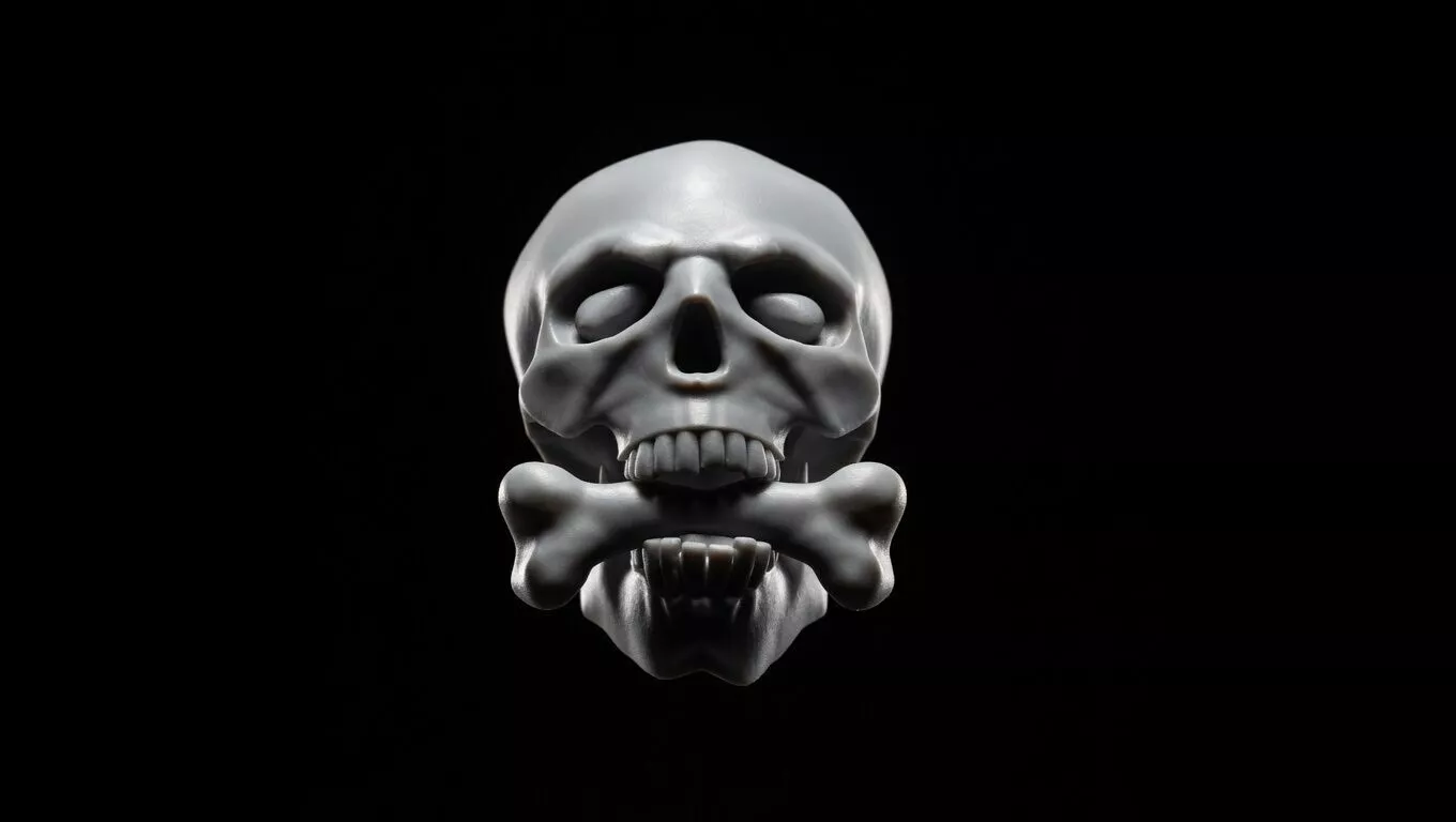 Skull with Bone STL OBJ Gothic Fantasy Skull Sculpture 3D print model