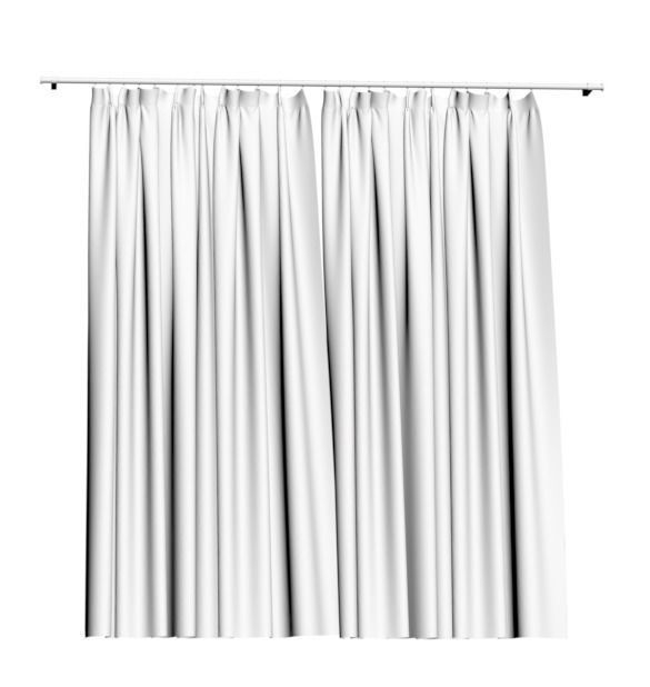 Grey window curtains 3D model_1