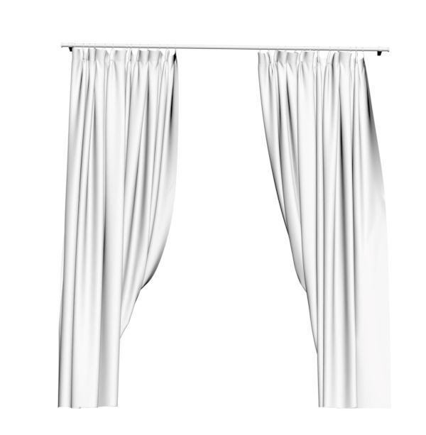 Grey window curtains 3D model_2