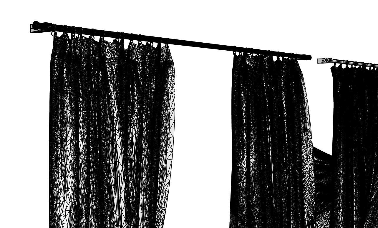 Grey window curtains 3D model_4