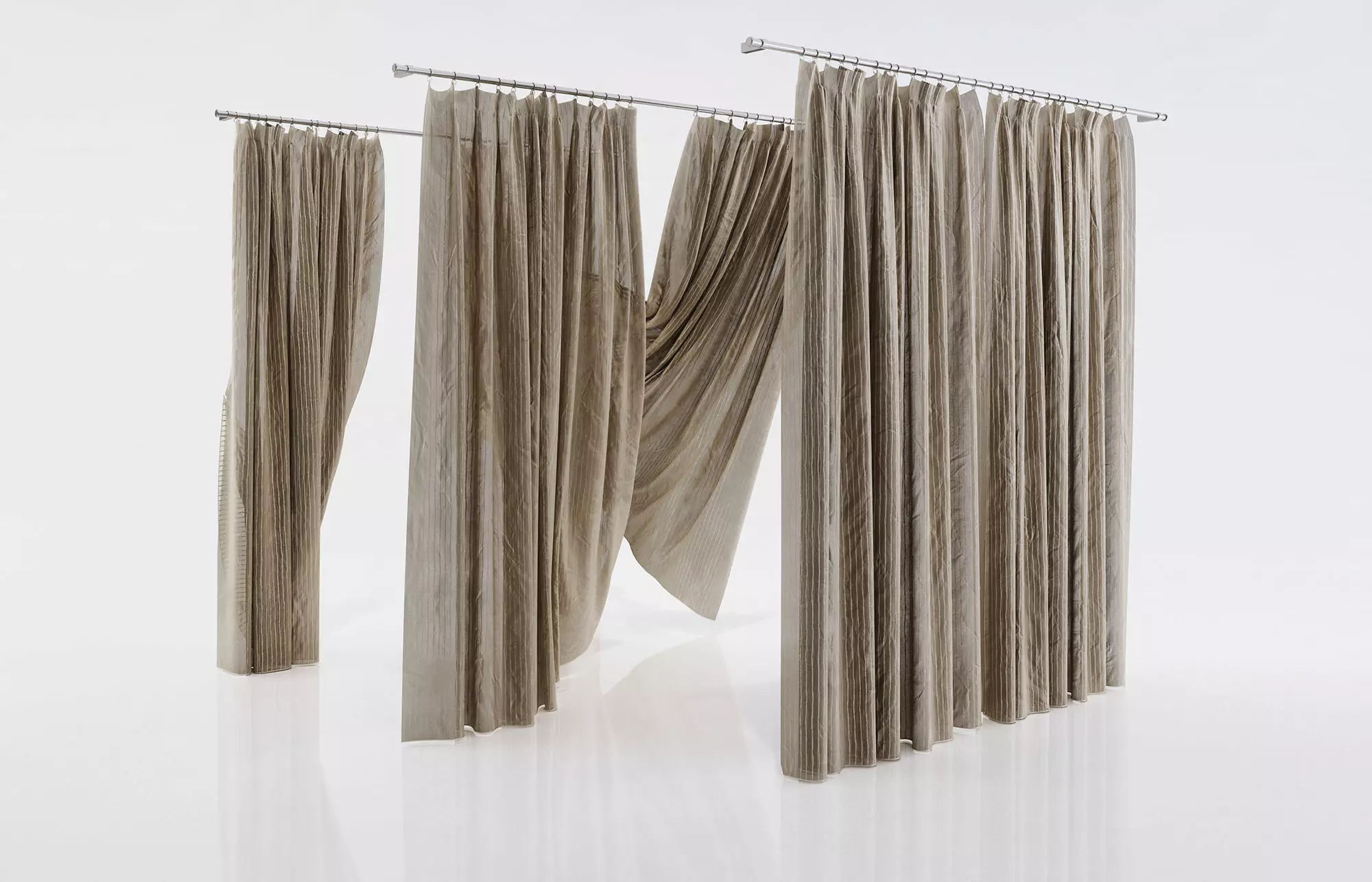 Grey window curtains 3D model_0