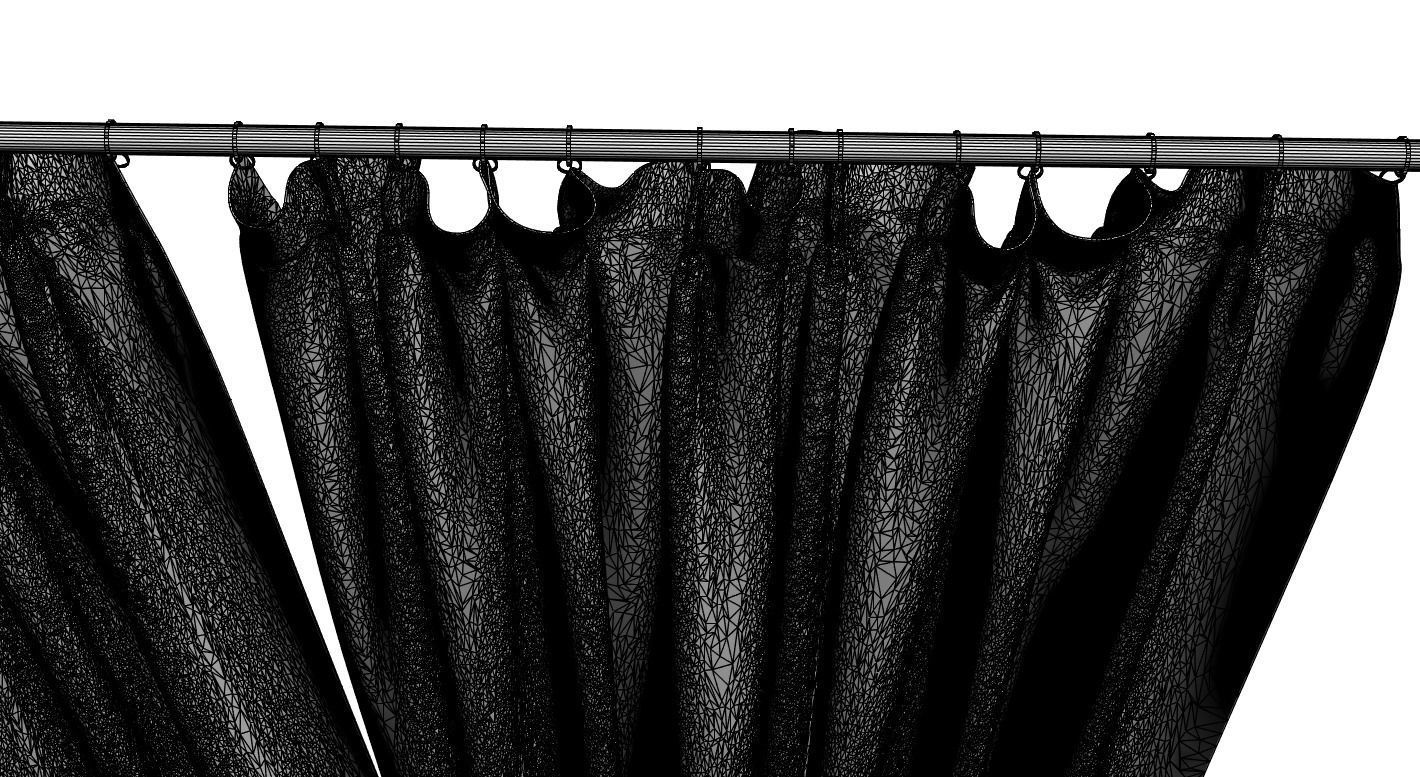 Grey window curtains 3D model_6