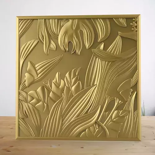 Modern Tropical Orchid Panel Relief - ArtCAM CNC RLF