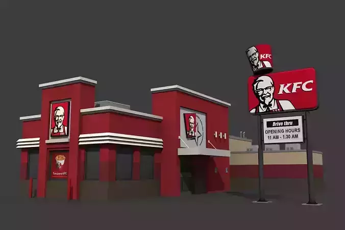 KFC Restaurant Low-poly 3D model