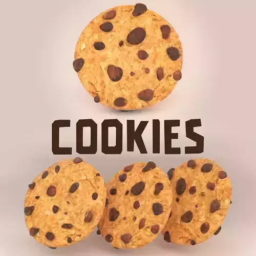 Cookies chocolate chip cookie Low-poly 3D model
