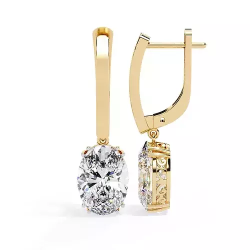 Solitaire Diamond Earring with render and detail images 7