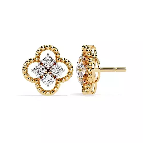 Solitaire Diamond Earring with render and detail images 5