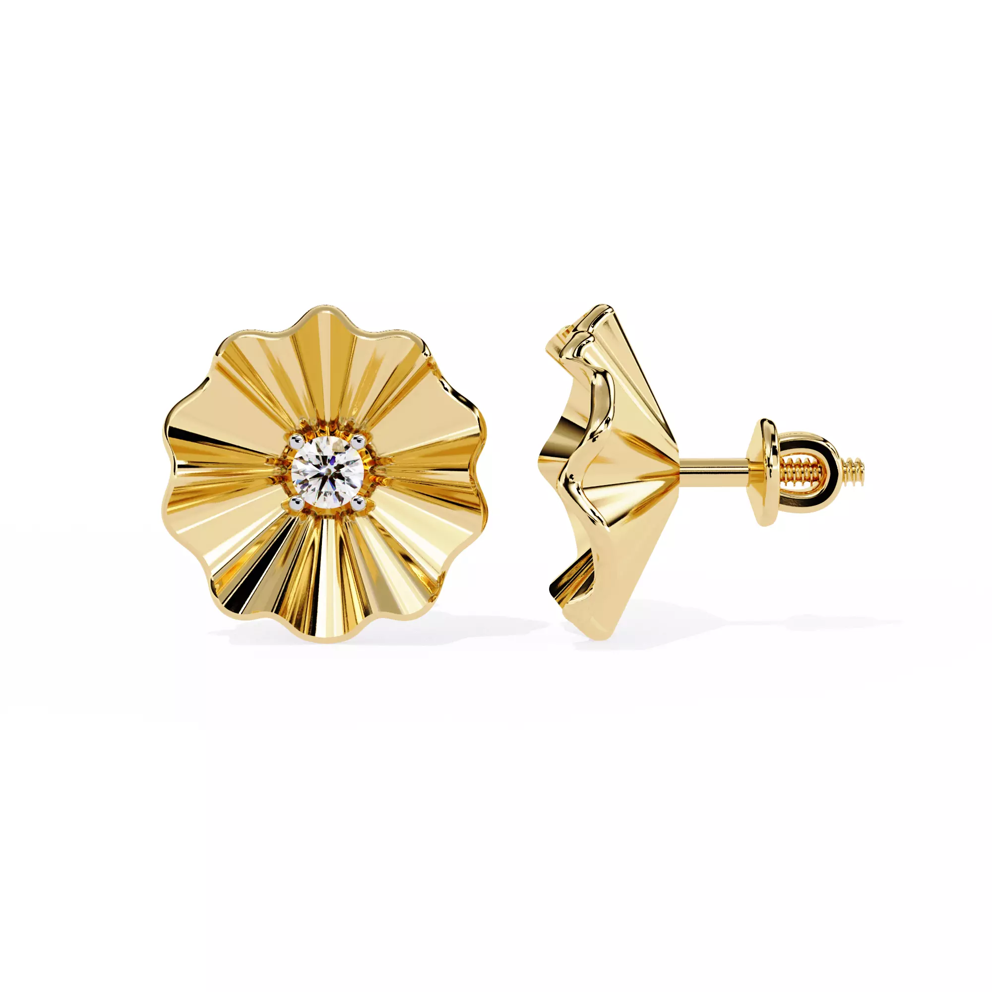 Solitaire Diamond Earring with render and detail images 38 3D print model