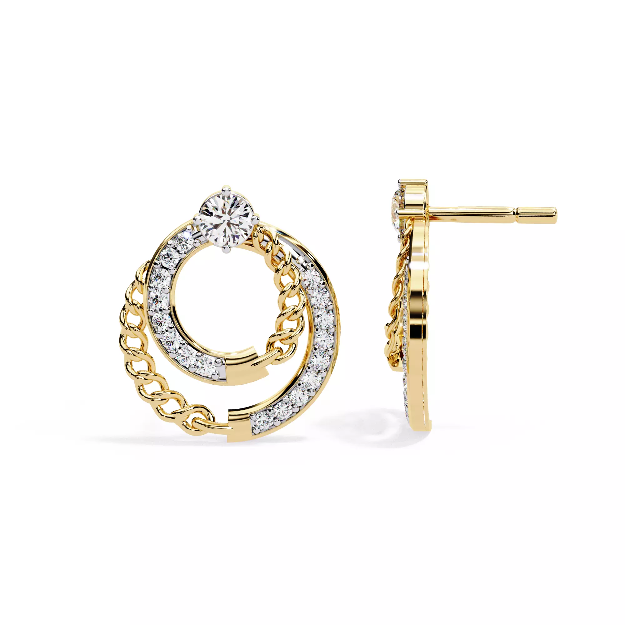 Solitaire Diamond Earring with render and detail images 35 3D print model