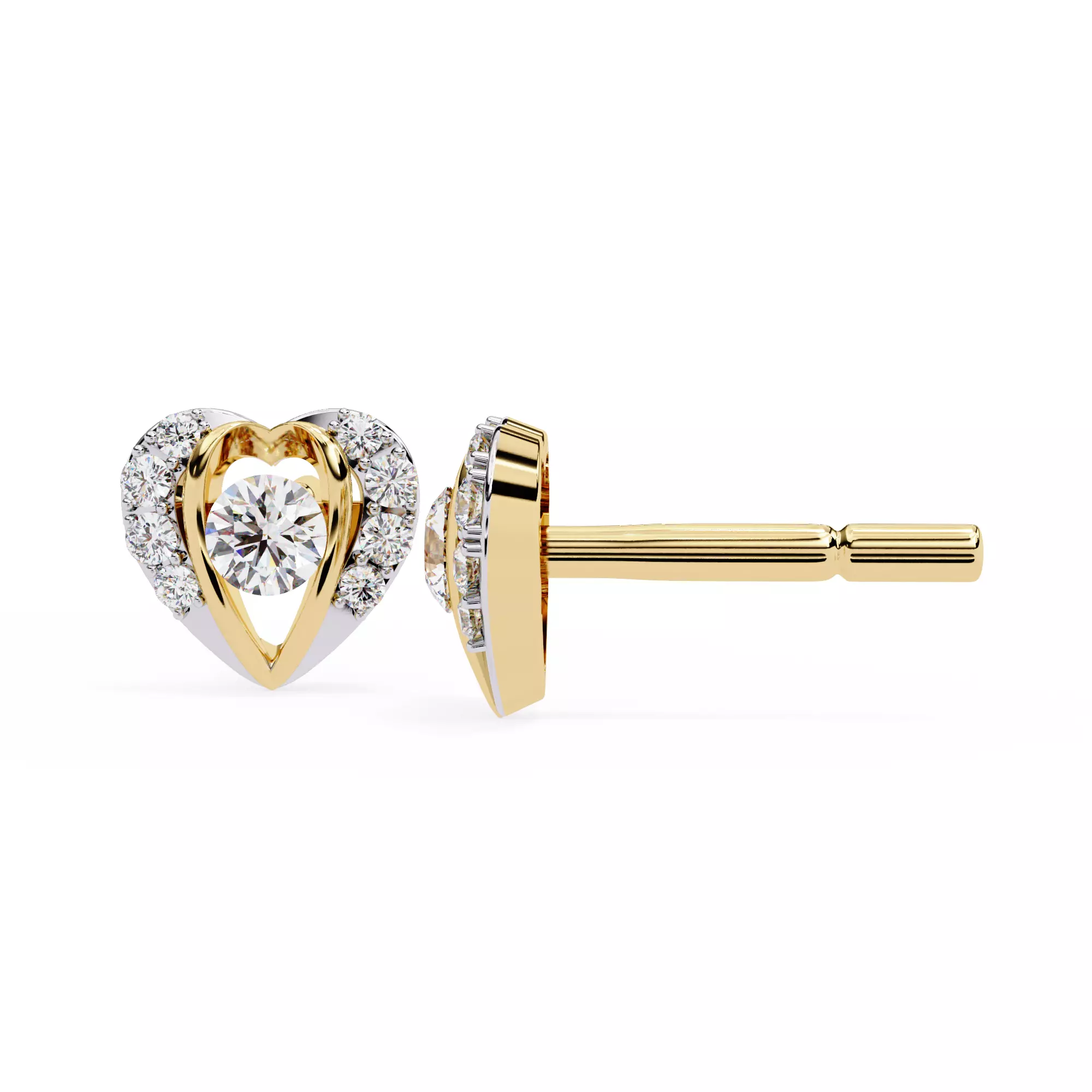Solitaire Diamond Earring with render and detail images 27 3D print model