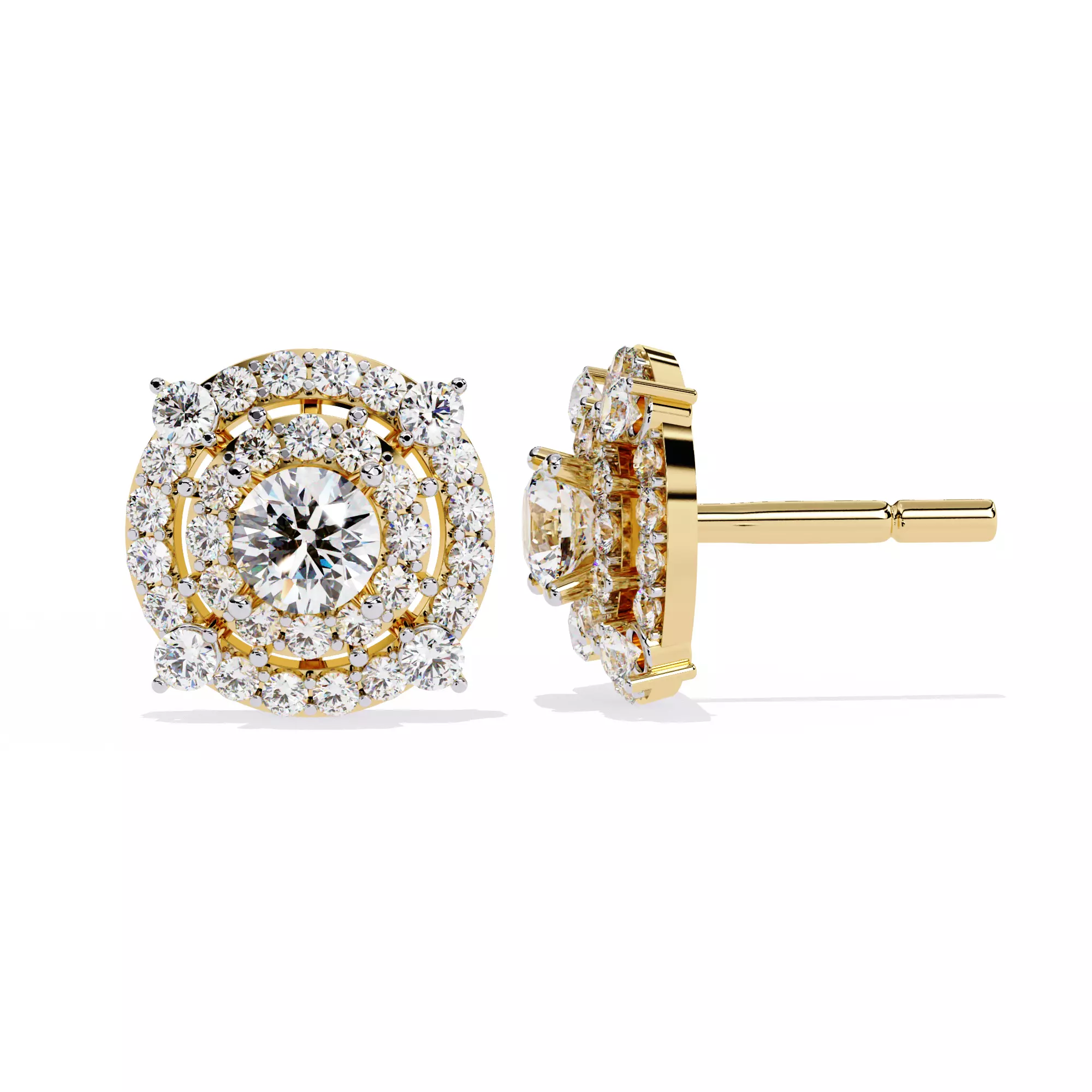 Solitaire Diamond Earring with render and detail images 21 3D print model
