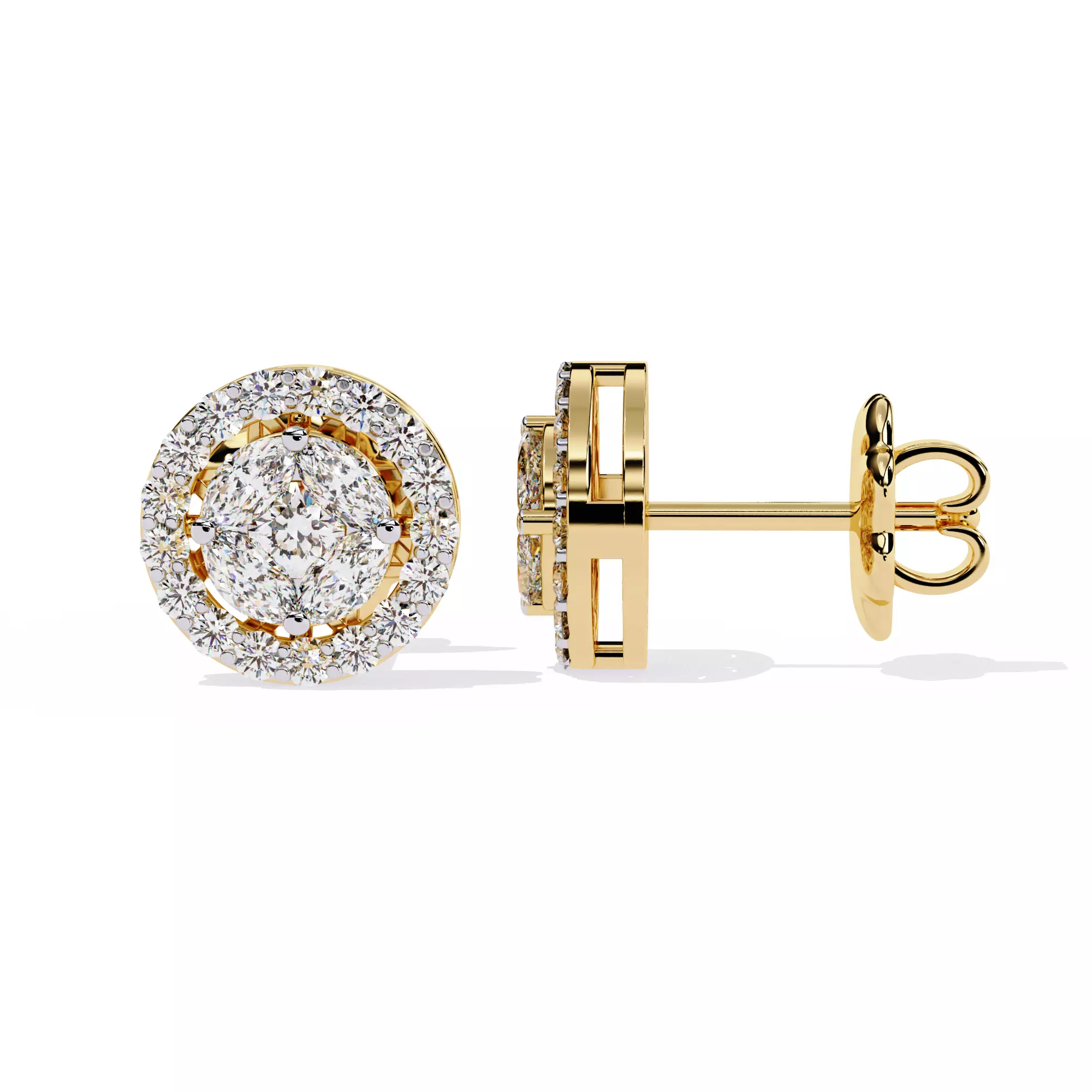 Solitaire Diamond Earring with render and detail images 20 3D print model